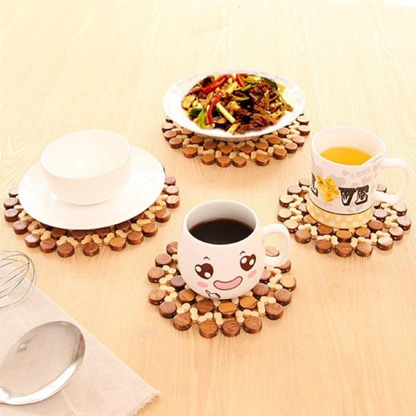 

mats & pads 1pc placemat hollow bamboo pot coffee cup pad tableware insulation bowl table mat drink kitchen utensils accessories
