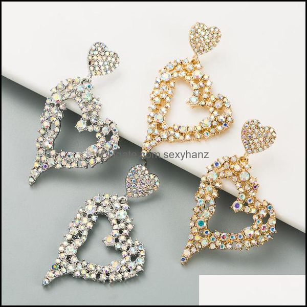 

dangle & chandelier earrings jewelry s2132 fashion s925 sier post geometric heart earring diamond rhintone stud drop delivery 2021 nxztr, Silver