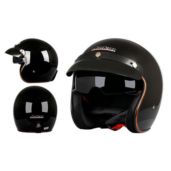 

motorcycle helmets 3/4 half casco motocross retro open face protection safe riding scooter helmet head smoke visor cascos