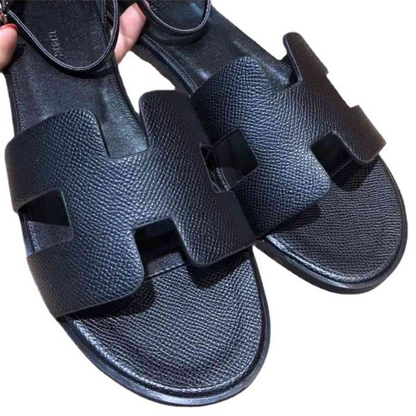 

80% off outlet store h-tow new leather fairy sandals in spring and summer, Black