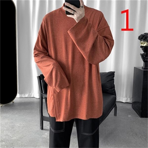 

korean slim men's long sleeve t-shirt cotton round neck tide 210420, White;black