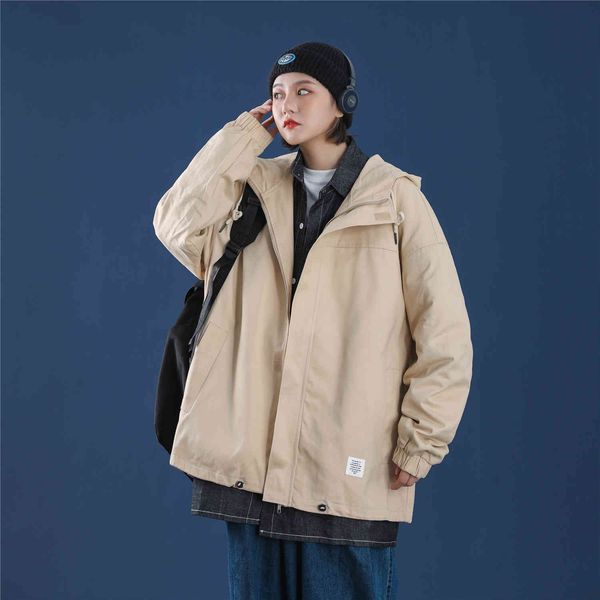 

women's down & parkas 2021 spring autumn women jacket fashion hooded windbreaker female long sleeve casual jackets loose coat outw, Black
