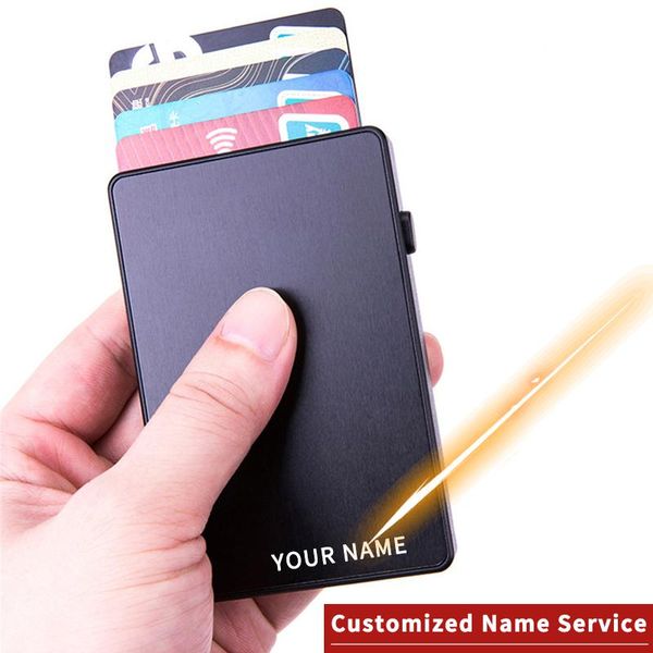 

card holders bisi goro laser engraving 2021 fashion men rfid anti-theft creative holder ultra-thin & id, Brown;gray