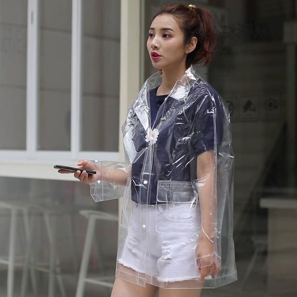 

raincoats transparent short raincoat weatherproof soft outdoor hiking to work men and women jacket eva tasteless
