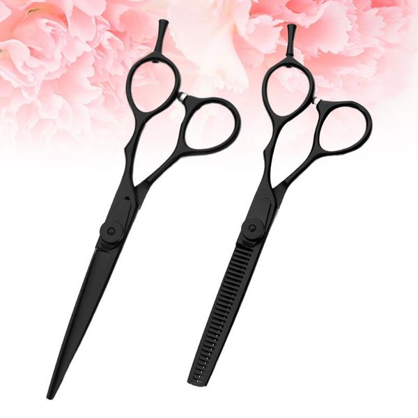 

hair scissors 2pcs haircut scissor professional hairdressing thinning shears for barber salon (1pc serrated and straight sciss