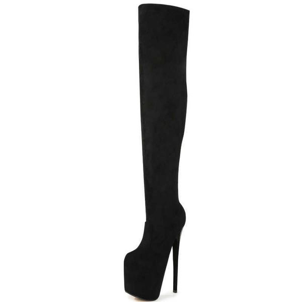 

fashion thigh high boots platform shoes women's autumn over-the-knee boots 19cm high heel boots for women shoes large size 48 210429, Black