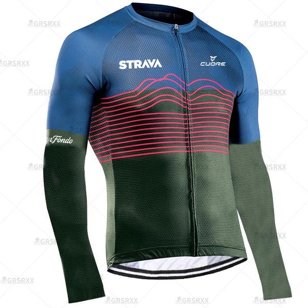 

racing jackets strava bicycle long sleeves shirts autumn mtb race downhill males' anti-uv sportswear pro team cycling jersey uniform, Black;red