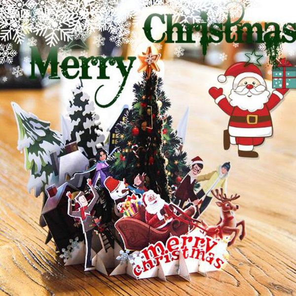 

greeting cards 3d christmas card decor girl child birthday gift with envelope sticker tree year party xmas supplie