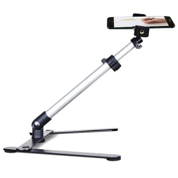 

pography adjustable table stand set mini monopod+phone clip fill-in light control cell phone mounts & holders