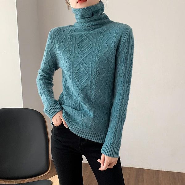 

winter pullovers for women 100% pure wool knitted sweater turtleneck 6colors female jumpers long sleeve warm knitwear women's sweaters, White;black