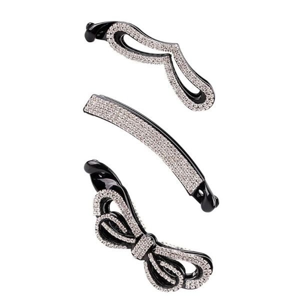 

hair clips 3pcs large rhinestone banana clip toothed ponytail holder strong tension claw clamp