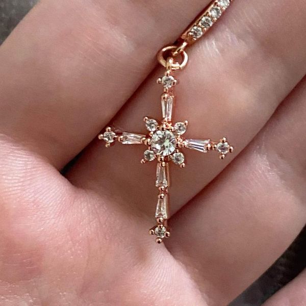 

dangle & chandelier piercing cross earrings for women zircon hoop earing delicate female accessories jewelry wholesale gifts kce026, Silver