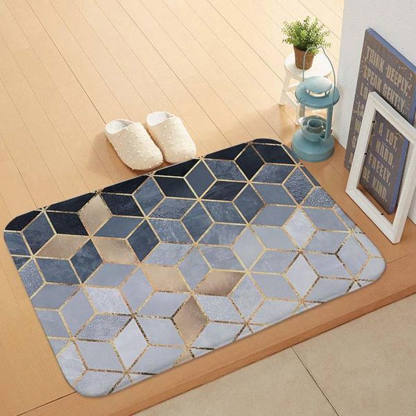 

home garden geometric marble anti-skid mat kitchen door floor bathroom carpet waterproof polyester carpets