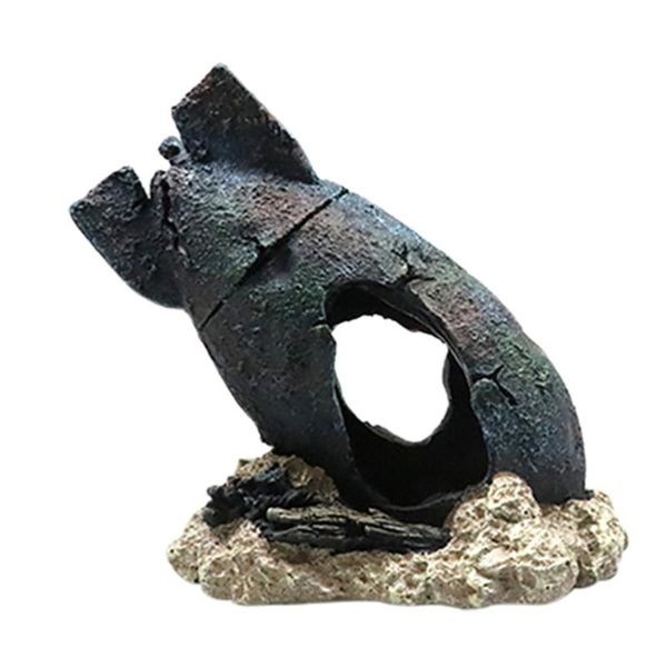 

decorations worn-out bomb shape fish tank ornament resin aquarium landscaping decor