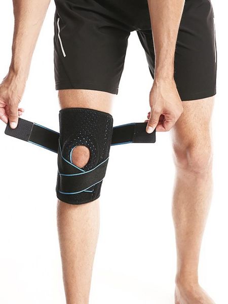 

elbow & knee pads 1pc sports kneepad men pressurized elastic pad cycling basketball support silica gel patella belt bandage protector, Black;gray