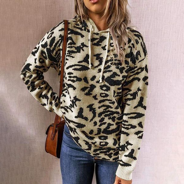 

women's jackets autumn around the neck long leopard sleeve pocket cord with casual hoodie women's sports sweaters hry5, Black;brown