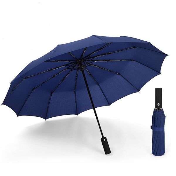 

umbrellas strong wind resistant folding automatic umbrella men women rain 12ribs large business portable long handle parasol