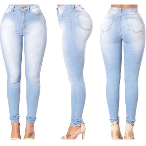 

women's jeans est arrivals fashion women lady denim skinny pants high waist stretch slim pencil casual, Blue