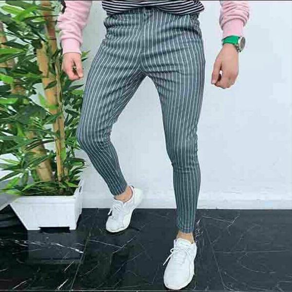 

striped business casual slim women pant fit button skinny dress fashion mens long trousers pencil s 2xl, Black