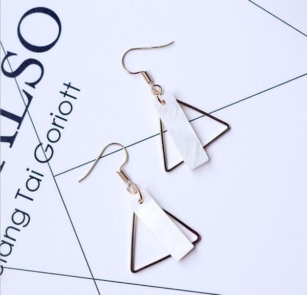 

dangle & chandelier european and american shell geometric earrings simple triangular round joker ear clips without pierced korean, Silver