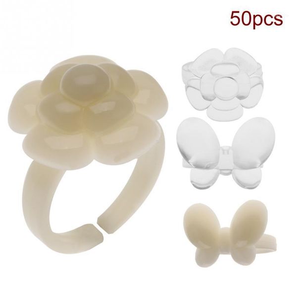 

50pcs/set nail chart ring flower / butterfly manicure gel color display tool art accessories1, Red;gold