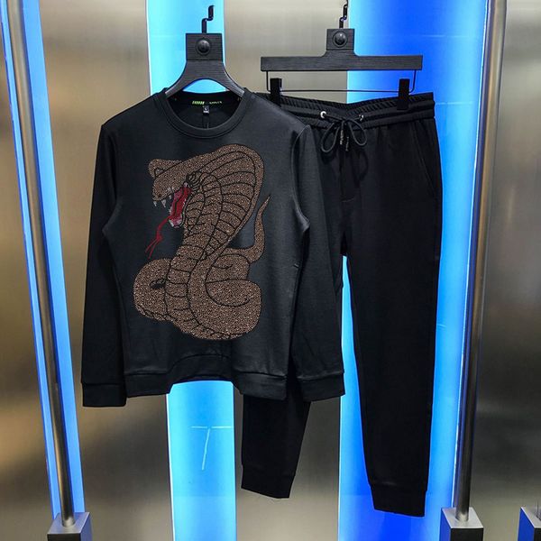 

men's tracksuits loose winter jogging luxury diamond snake training of men fashion sets pants 37fb, Gray