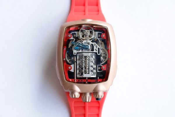 

men's watches are made of sapphire crystal mirror, 16 cylinder engine, automatic chain, mechanical movement, tape discount 44mm, Slivery;brown