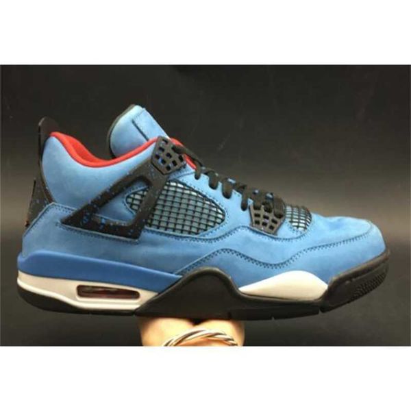 

travis scotts 4 university blue black basketball shoes men 4s suede cactus jack sneakers with boxr0um