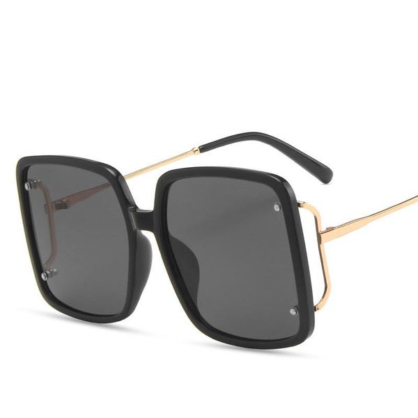 

sunglasses 2021 rivet cross-border trend square female fashion show large box, White;black