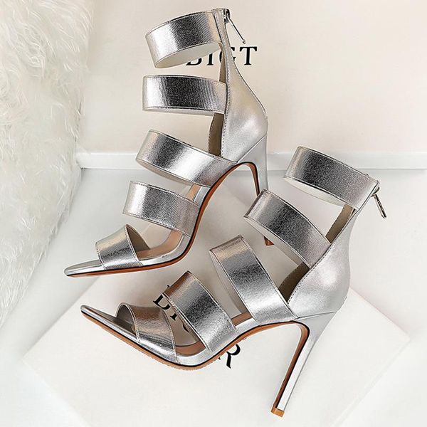

boots 2021 women fetish stripper sandals ankle 10.5cm high heels stretch stap rome gladiator peep toe summer wedding bridal shoe, Black