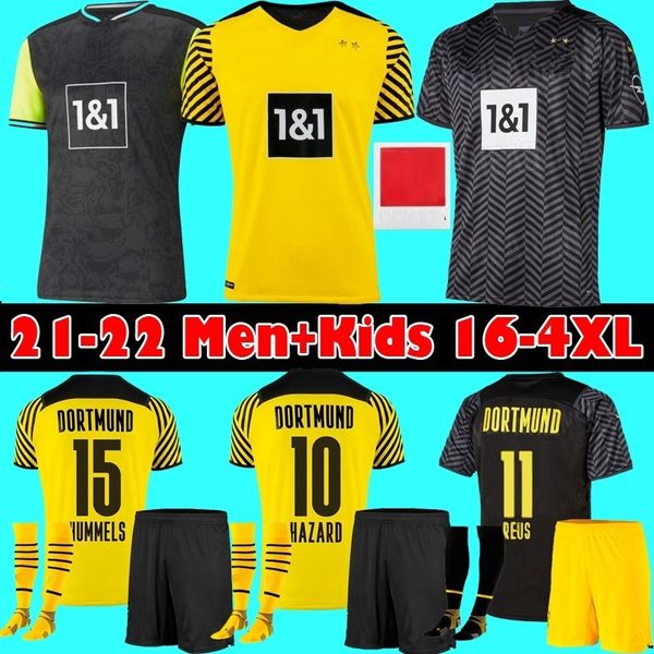 

fan player borussia 20 21 22 dortmund soccer jersey 2021 2022 fourth haaland reus football shirts brandt home away men + kids kit size s-4xl, Black;yellow