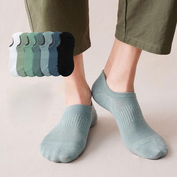 

men's socks 2021 brand autumn male no show casual boat 5 pairs/lot men pure cotton thin breathable soft sock for sport, Black