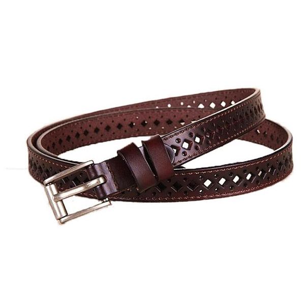 

luxury belts for women fashion hollow pattern solid color leather, Black;brown