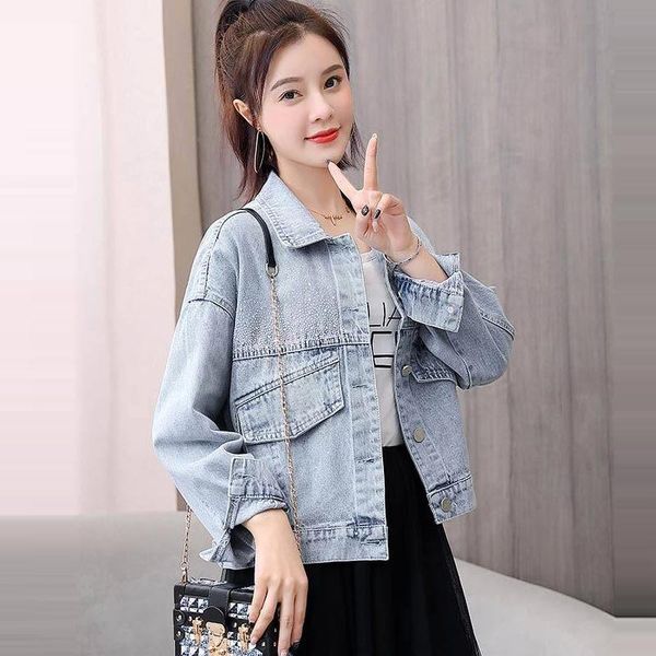 

women's jackets 2021 spring casual loose diamond denim jacket fashion short single-breasted coat jeans mujer chaqueta kn022, Black;brown