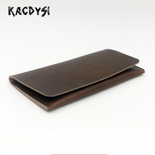 

wallets original handmade cow leather men's billfold retro wallet classic money clips long style clutch bag cash purse1, Red;black
