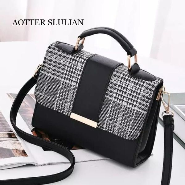 

evening bags classic plaid women's handbags pu leather for women shoulder patchwork shouler bag large handle hand feminina