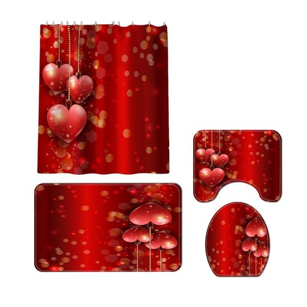 

bath mats 4 pcs bathroom shower curtain polyester mat rug set non slip toilet cover