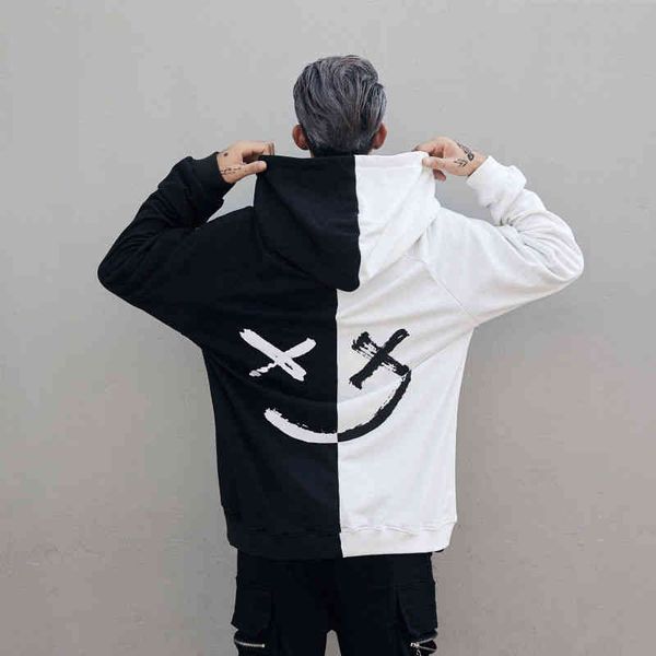 

dropshipping suppliers men hoodi sweatshirts smile print headwear hoodie hip hop streetwear clothing us size plus size 3xl, Black