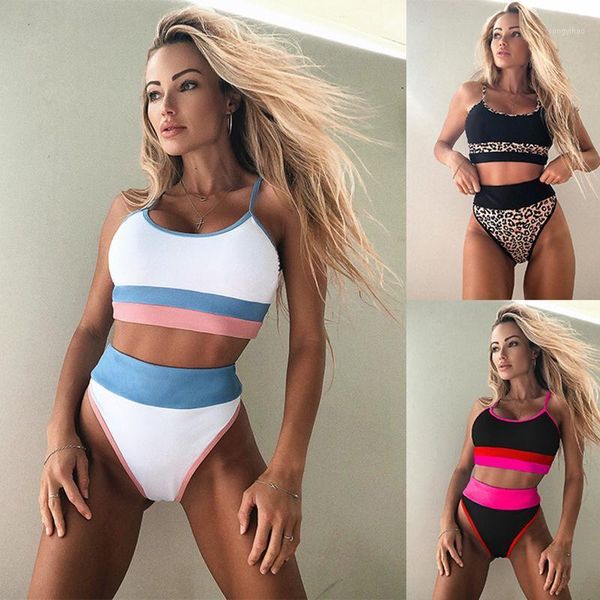 

women's swimwear swimsuit bikini set bathing suits printing stitching beach wear push up two pieces summer, White;black