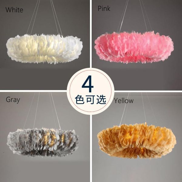 

pendant lamps nordic warm and romantic living room bedroom creative ins net red girl feather chandelier