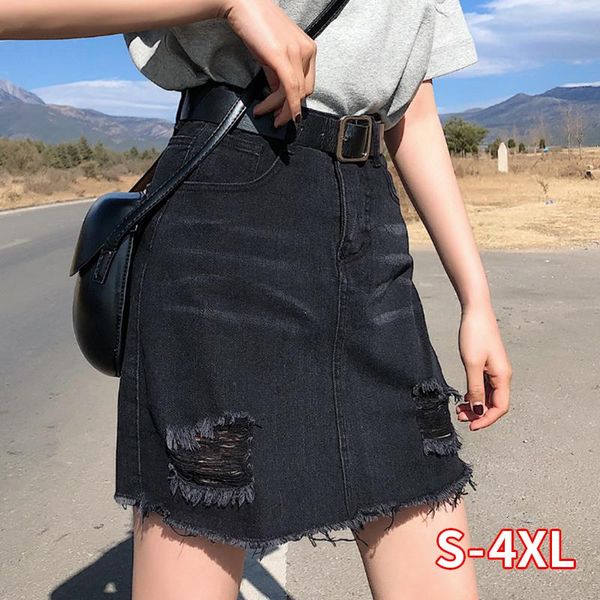 

skirts high waist black jean skirt female plus size denim women womens summer mini jupe aline fashion
