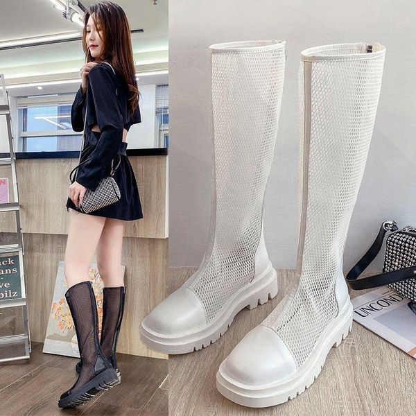 

boots women's knee high winter black summer shoes 2021 cold leather autumn white platform heels all-match