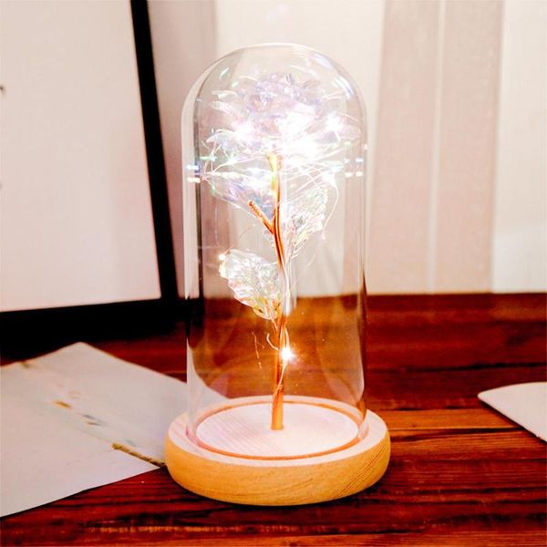 

gift wrap glass cover 24k beauty immortality rose gold foil preserved fresh flower eternal home decoration