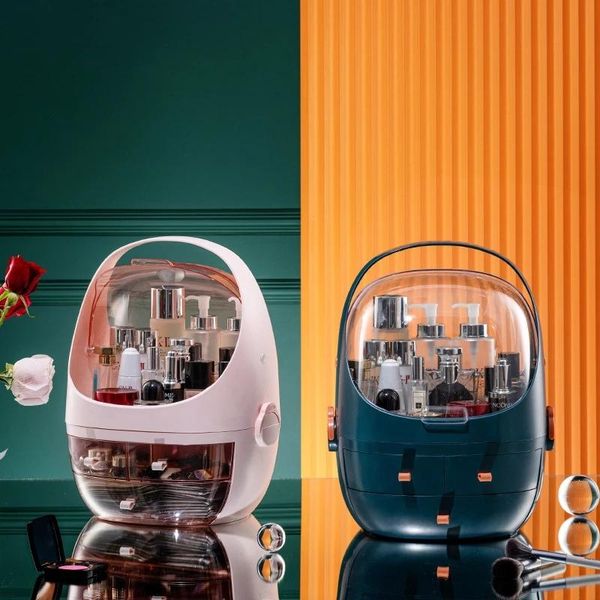 

portable cosmetics storage box waterproof and dustproof bathroom large makeup organizer tools skin care jewelry drawer boxes & bins