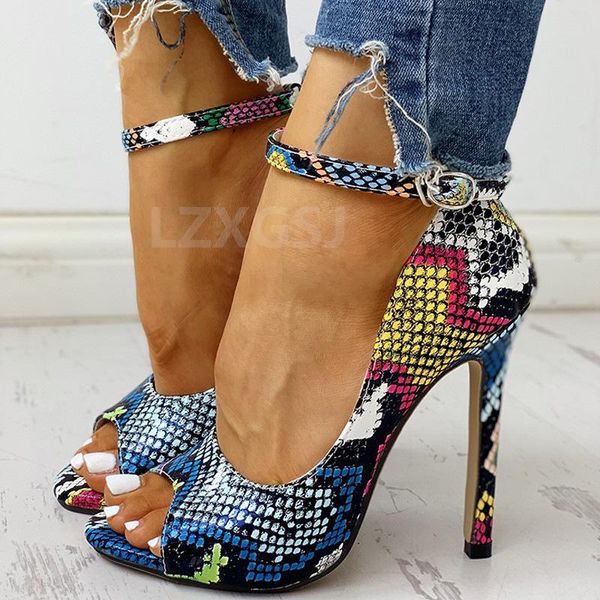 

summer women sandals serpentine high heels peep toe ladies office pumps buckle strap platform stiletto party wedding shoes, Black