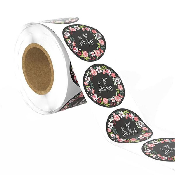 

gift wrap 500pcs per roll seal sticker thanks you handmade crafts decoration stickers round floral scrapbooking for package labels