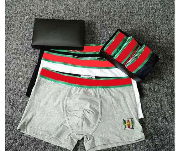 

mens designer boxers brands underpants classic mens boxer casual shorts underwear breathable cotton underwears 3pcs with box, Black;white