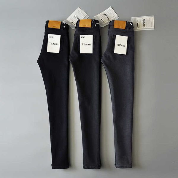 

fashion jeans women's wear autumn and winter plush stretch trousers, Blue