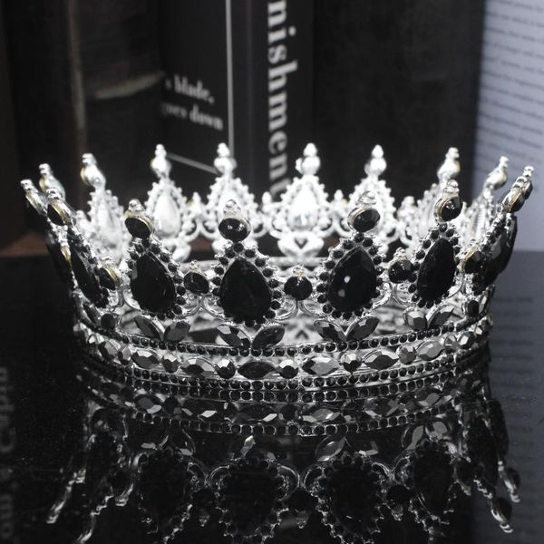 

hair clips & barrettes baroque crystal tiaras and crowns queen king bridal pageant diadem women men headpiece wedding bride jewelry accessor, Golden;silver