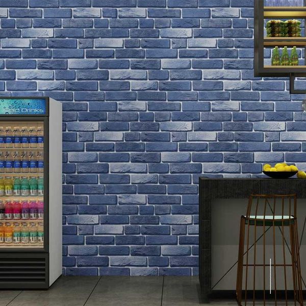 

wallpapers mediterranean dark blue wallpaper brick 3d pvc waterproof wall paper for bar coffee shop background walls